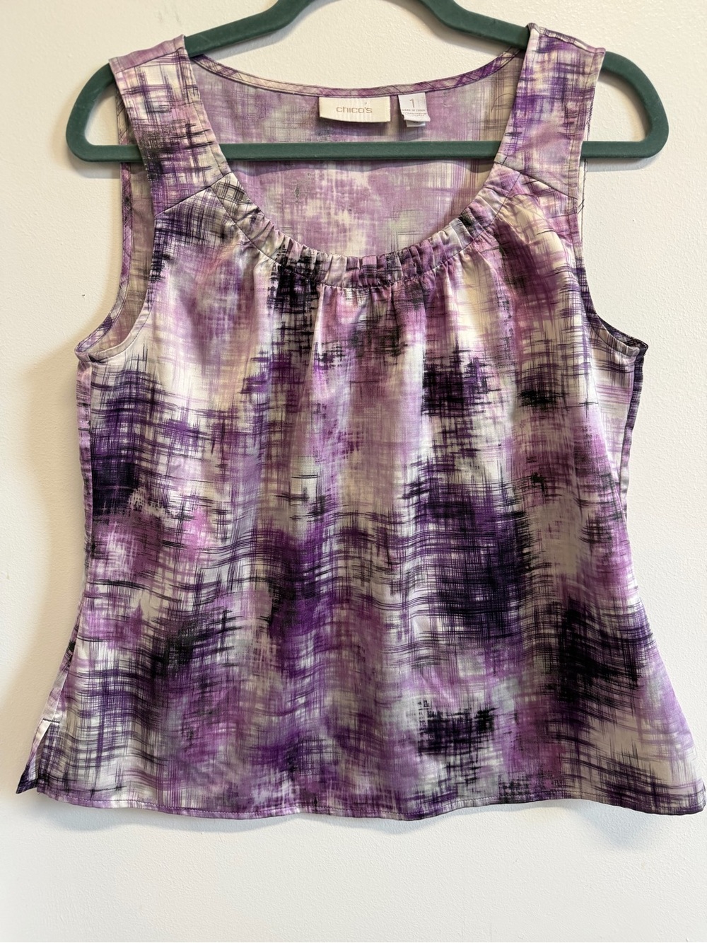 Chico's Purple Abstract Print Sleeveless Blouse Size 1
